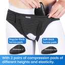 VELPEAU Hernia Belt for Men & Women - Bilateral/Double Inguinal, Groin Hernia Support Truss Underwear Briefs, Pain Relief Recovery Adjustable Strap with 2 Removable Medical Compression Pads (Black, M)