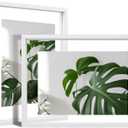 Egofine 9x12 Floating Frames Set of 2, Double Plexiglass Picture Frame, Made of Solid Wood Display Any Size Photo up to 9x12, Wall Mount or Tabletop Standing, White