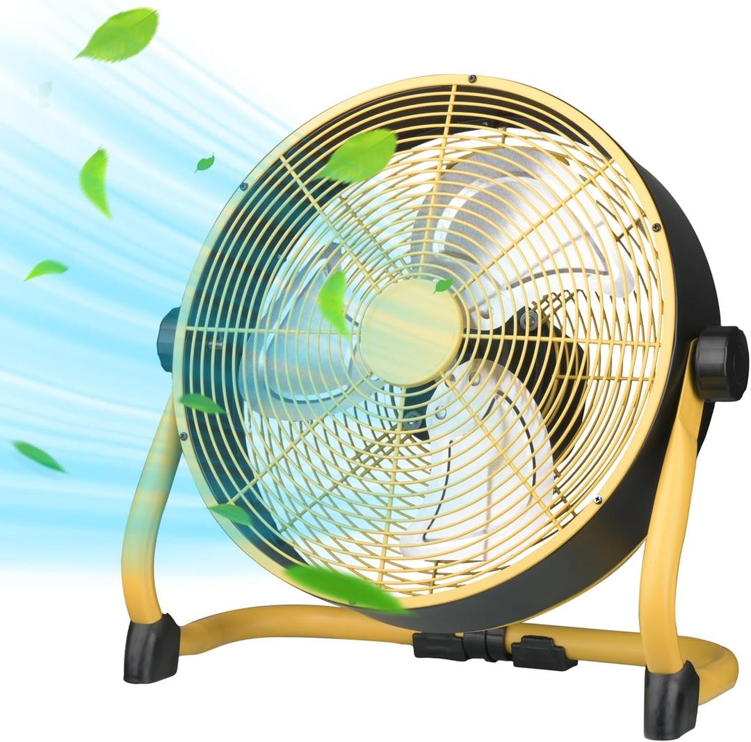 12 Inch High Velocity Floor Fan, Heavy Duty Metal Industrial Fans with 3 Speeds, Portable Fan with Adjustable 360 Head Tilt
