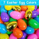 200 PCS Easter EggsPlastic 2.4" Bright Colorful Eggs with Golden Eggs, Easter Egg Fillers for Easter Egg Hunt Candy Filling Party Decorations and Kids Gifts