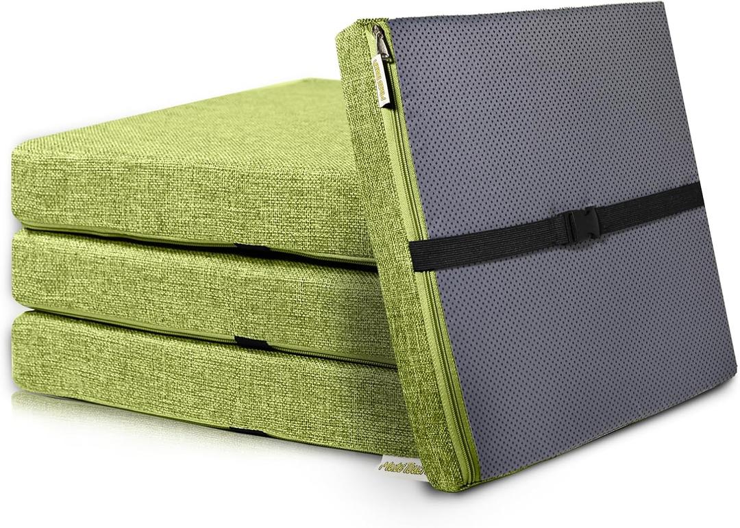 4PCS Linen Soft Foam Seat Cushion | 15x14x2 Inches Bar Stool Cushions Square | Thickened Recliner Cushion | Chair Cushion with Removable Cover (Green)