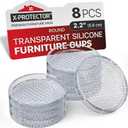 X-Protector Furniture Cups - 8 PCS 2.2" - Non Slip Furniture Pads for Hardwood Floors - Transparent Floor Protectors - Bed Stoppers to Prevent Sliding - Keep Furniture from Sliding on Floor! (Round)