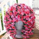 HyeFlora Artificial Flowers for Outdoors, 2pcs Faux Hanging Morning Glory Silk Fake Flowers Lifelike Artificial Plants UV Resistant Flowers for Outside Planter Patio Garden Porch Decor (Rose red)