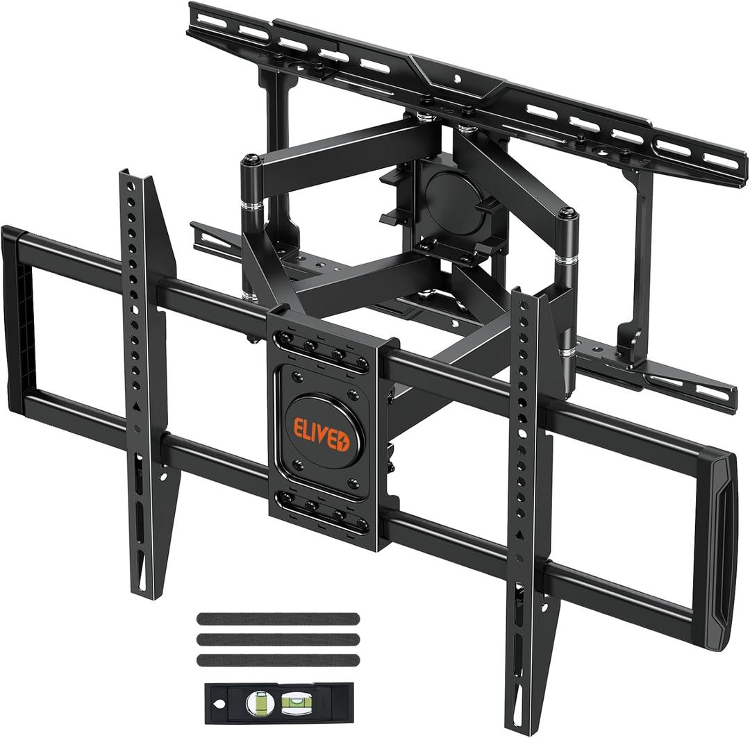 ELIVED TV Wall Mount for Most 37-82 Inch OLED QLED TVs, 8 Ball Bearings Smooth Swivel Extend for Ultra Slim Screens, Wall Mount TV Bracket Max VESA 600x400mm, Fits 24" Wood Studs, 100 lbs.