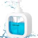 Modern Soap Dispenser for Bathroom and Kitchen Sink, Small Hand Soap Plastic Dish Soap Dispenser with Pump and Labels - White
