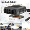 Car Heater 12V 200W - Portable Auto Vehicle Heater Defroster Windshield Defogger Automobile Windscreen Heaters for Cars with Fast Heating & Cooling Fan Window Defroster with Cigarette Lighter Plug