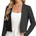 GRACE KARIN Womens Cropped Sweater Blazer Lightweight Cardigan Dressy Work Long Sleeve Shrug Knit Blazer Business Casual (Black, M)