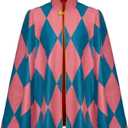 MelangCos Men's Anime Cosplay Costume Cape Pink Checked Pattern Cloak