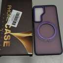 for Samsung Galaxy S25 Case with 360Rotatable Magnetic Ring Stand Compatible with Mag-Safe Military Protection Shockproof Matte Translucent Phone Cases for Samsung Galaxy S25,Dark Purple