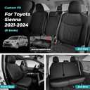 Customized for Toyota Sienna Seat Covers 2021-2026 Sienna 8 Seats 3 Row, Leather Car Seat Covers Waterproof Seat Covers Full Set for Cars, Car Seat Protectors, Airbag Compatible(Black)