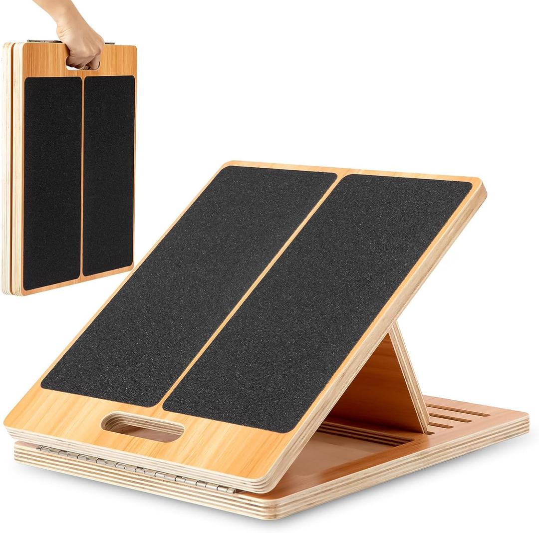 StrongTek 13 Wide Portable Wooden Slant Board, 5-Level Incline (15-35), Lower Grip Handle, Beginner & Rehab Friendly, Non-Slip Surface for Calf Stretching, Squats, Physical Therapy