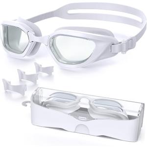 Swim Goggles, Unisex Adult Swimming Goggles Anti Fog Anti UV No Leakage Wide View for Men Women Youth