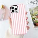 For iPhone 17 Pro Max Case Cute Striped Phone Case Compatible with MagSafe, Dual-Layer Shock Protection(Hard PC + Silicone) - Aesthetic Protective Phone Cover for Women Girl, Pink and White