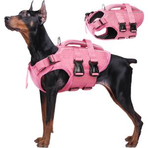 Kuoser Dog Life Jacket High Flotation, Reflective Dogs Life Vest for Swimming Boating, Adjustable Small Medium Large Dog lifejacket, Lightweight Dogs Life Preserver Rescue Handle Spring Summer Pool (X-Large (Chest Girth:25.9-33.4''), Pink)