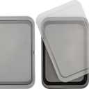 GoodCook Set of 2 Nonstick Steel 13" x 9" Cake Baking Pans with Covers, Gray