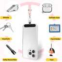 2 x SS Cell Phone Lanyard, Adjustable Phone Lanyard Crossbody Neck Strap & Phone Wrist Strap with 2 Phone Tether Patches for Most Smartphones, Light Pink