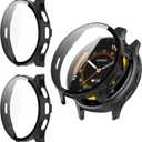 2 Pack for Garmin Venu 3 45mm Screen Protector Case [Full Coverage], Hard PC Bumper All-Around Protective Accessories for Garmin Venu 3 Built-in Tempered Glass Film (Black+Black)