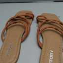FITORY Women's Slide Sandals Flat Toe Ring Thongs with Cross Strap for Summer Size 11 Brown