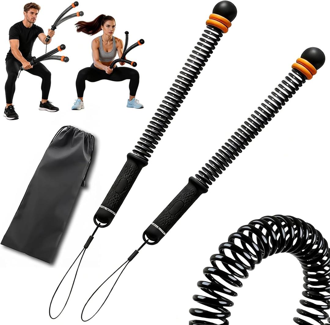 2PC Ropeless Battle Ropes,Portable Cordless Weighted Battle Ropes with Storage Bag, Heavy Duty Cordless Battle Rope for Home Gym HIIT & Cardio Full-Body Workout Tool with Non-Slip Spiral Handles Black