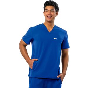 Peelz Peter 4-Pocket V-Neck Scrub Tops for Men - Soft Stretch Fabric Top, Men's Scrubs, Slim Fit (Large)