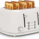 Toaster 4 Slice, Retro Stainless Toaster with 6 Bread Shade Settings,1.5''Wide Slots Toaster with Cancel/Defrost/Reheat Functions,Dual Independent Control Panel, Removal Crumb Tray (White)