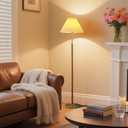 Pleated Lampshade Tall Floor Lamp for Living Room Corner Bedroom Bedside Office, Brown Pole Lamp, Bright 12W Dimming Reading Light, Modern Cute Unique Retro Standing lamp,Farmhouse Vintage Home Decor