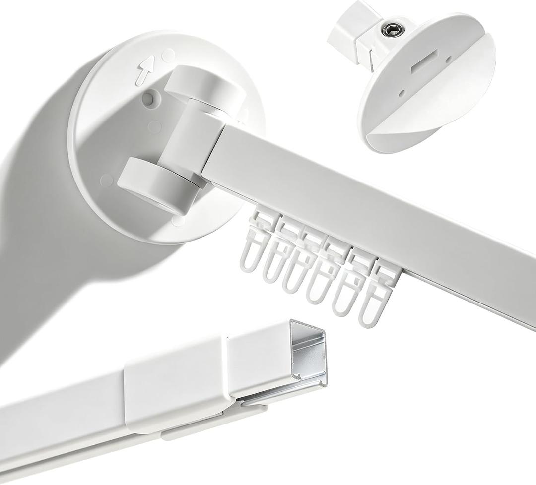 White Adjustable Shower Curtain Rod 35-62 Inch,180° Rotatable Ends, Aluminum Shower Curtain Pole for Living Room, Bedroom, Bathtub, Stall