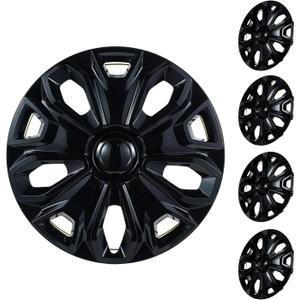 16 Inch Hubcaps Compatible with 2015-2023 Ford Transit 150 250 350 350HD Factory Steel Wheels, Snap-On Wheel Covers, Durable ABS Replacement Hubcaps Set of 4 (Black)