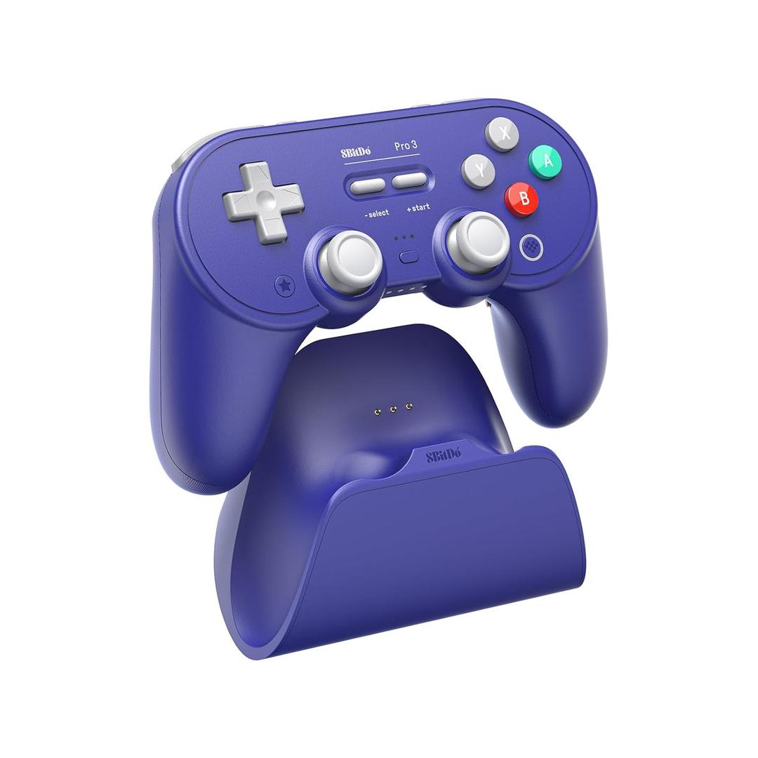 8Bitdo Pro 3 Bluetooth Controller with Swappable ABXY Buttons, TMR Joysticks, Hall Effect Triggers, Pro Back Buttons, Charging Dock, for Switch/Switch 2, Windows, Apple, SteamOS, Android - Purple