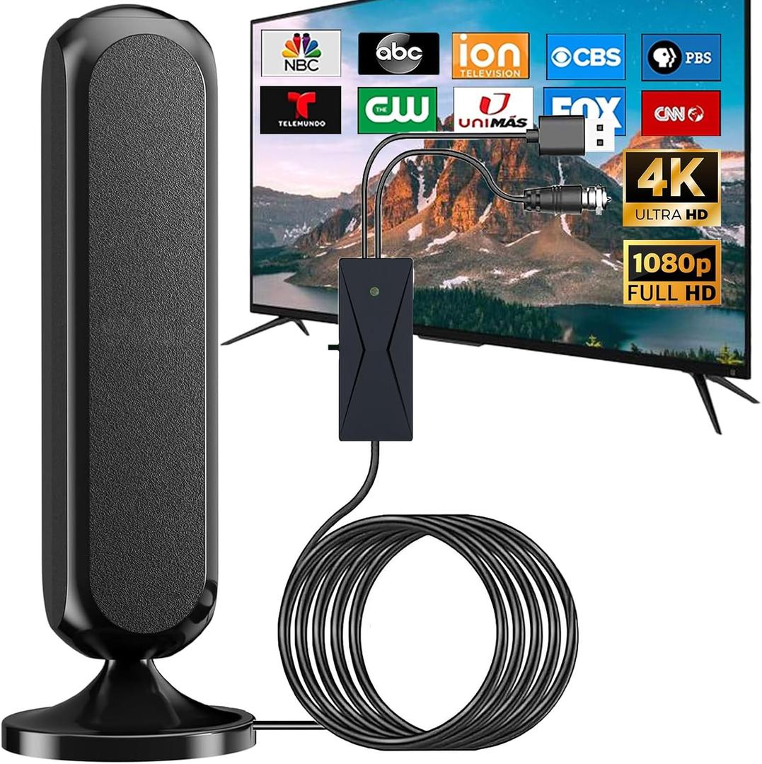 TV Antenna for Smart TV Indoor with Amplifier Signal Booster, 2026 Digital Antenna for Local Channels 600+ Miles Long Range, 360 Reception Portable, Support 4K 1080P, Coaxial Cable