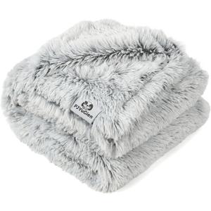 PJYuCien Dog Blanket for Dogs, Puppies and Pets, Lightweight & Portable Fluffy Fleece Throw, Super Soft Plush Cat Blanket for Couch/Car Seat/Furniture, Machine Washable, 16"x24", Grey, 2 pack