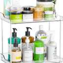 Yieach Clear Acrylic Bathroom Counter Organizers and Storage Tray, 2 Tier Makeup,Perfume,Skincare Organizer Shelf & Vanity Storage for Bedroom and Counter Top Spice Racks for Kitchen Corner,Rectangle (2 Tier-Rectangular)