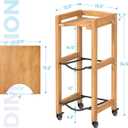 3-Tier 5 Gallon Water Jug Holder with Top Shelf, 4 Metal Wheels or Adjustable Feet, Natural Hardwood Water Dispenser Floor Stand, Wooden Organizer for Kitchen, Office, Garage Space-Saving Design