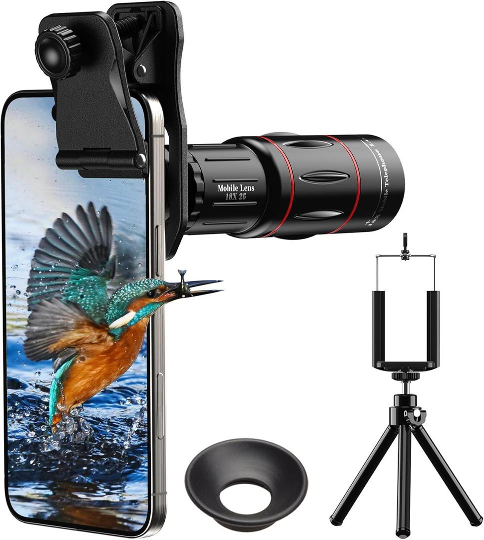 Evil eye 18X Telephoto Lens, Hight Power Telephoto Phone Lens with Tripod, Mobile Cell Lens Attachment for Android & iPhone, Samsung and Most Smartphone