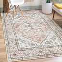 Machine Washable Rugs Nursery Rug 5x7 Cute Girl Non Slip Low Pile Water Repellent Soft Print Pattern for Bedroom Indoor Decor Kids Playroom Pink