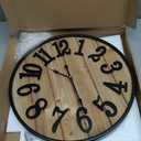 Large Wall Clock 16IN, Silent Metal Wood Style Wall Clocks Battery Operated for Living Room Decor, Farmhouse Big wall Clock, Outdoor