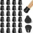 yomanta 24 PCS Silicone & Felt Chair Leg Floor Protectors - Scratch Proof & Noise Reducing Furniture Caps for Hardwood Floors - Round XS Fits 9/16" to 12/16" (1519mm), Black