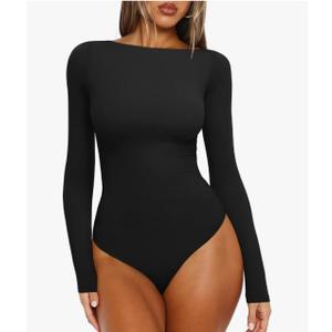 REORIA Women's Boat Neck Long Sleeve Bodysuit Basic Going Out Body Suits Tops 2025 M