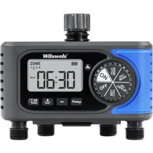 4 Zone Sprinkler Timer, Smart Water Timer for Garden Hose, 4 Outlets Digital Hose Faucet Watering, Automatic Irrigation System/Rain Delay/Manual Watering for Lawn, Yard, Drip Irrigation