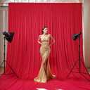 10x12 FT Red Backdrop Curtain for Parties Wrinkle Free Photo Backdrop Curtains Polyester Wedding Back Drop Cloth Background for Christmas Birthday Photography Portraits Pet Photoshoot Prom Decoration, 5' x 12', 2 panels