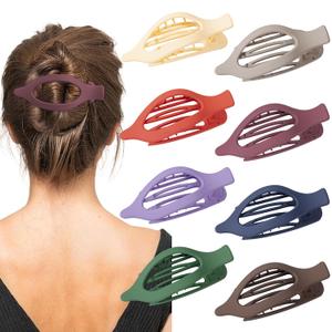 Sunolga 8PCS Flat Hair Clips for Women Matte Hair Claw Clips for Thick & Thin Hair No-Slip Hair Clips Strong Hold French Duckbill Styling Accessories