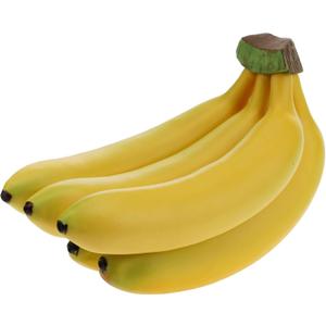 Woration Realistic Lifelike Artificial Banana Bunch Simulation Fruit Decorative Fake Food Model Display Photography Props Kitchen Wedding Home Party Decor - 5 Heads