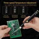 510 Threaded Battery Pen, 650mAh Cordless Soldering Iron with LED Display, Precise Temp Control USB-C Rechargeable, 3-Speed Adjustable Appliance Repair, DIY & Jewelry | Flame Pen Black & Gold