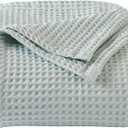 100% Cotton Waffle Weave Bed Blanket | Soft, Breathable, and Lightweight Blanket for All-Season | Perfect for Layering | Brielle Collection (Full/Queen, ICY Blue)