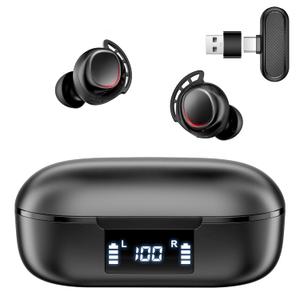 IAMJOY Wireless Gaming Earbuds, 20ms Low Latency, Game Earbuds with Mic, 2.4GHz & Bluetooth, Compact LED Display Wireless Earbuds Compatible with Meta Quest 3/2, PS5/4, Steam Deck, VR, Switch, PC