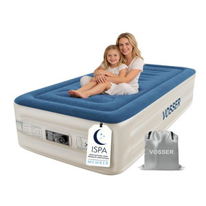 VOSSER Twin Air Mattress with Built-in Pump,Fast & Easy Inflation/Deflation Inflatable Mattress, Foldable Blow Up Mattress with Storage Bag, Inflatable Bed for Home, Camping & Guests