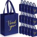 Sweetude 30 Pcs Thank You Gift Bags with Handles Bulk Reusable Goodie Bag Non Woven Foldable Handbag for Graduation Wedding Bridesmaid Gifts(10 x 8 x 4 Inch,Navy Blue)