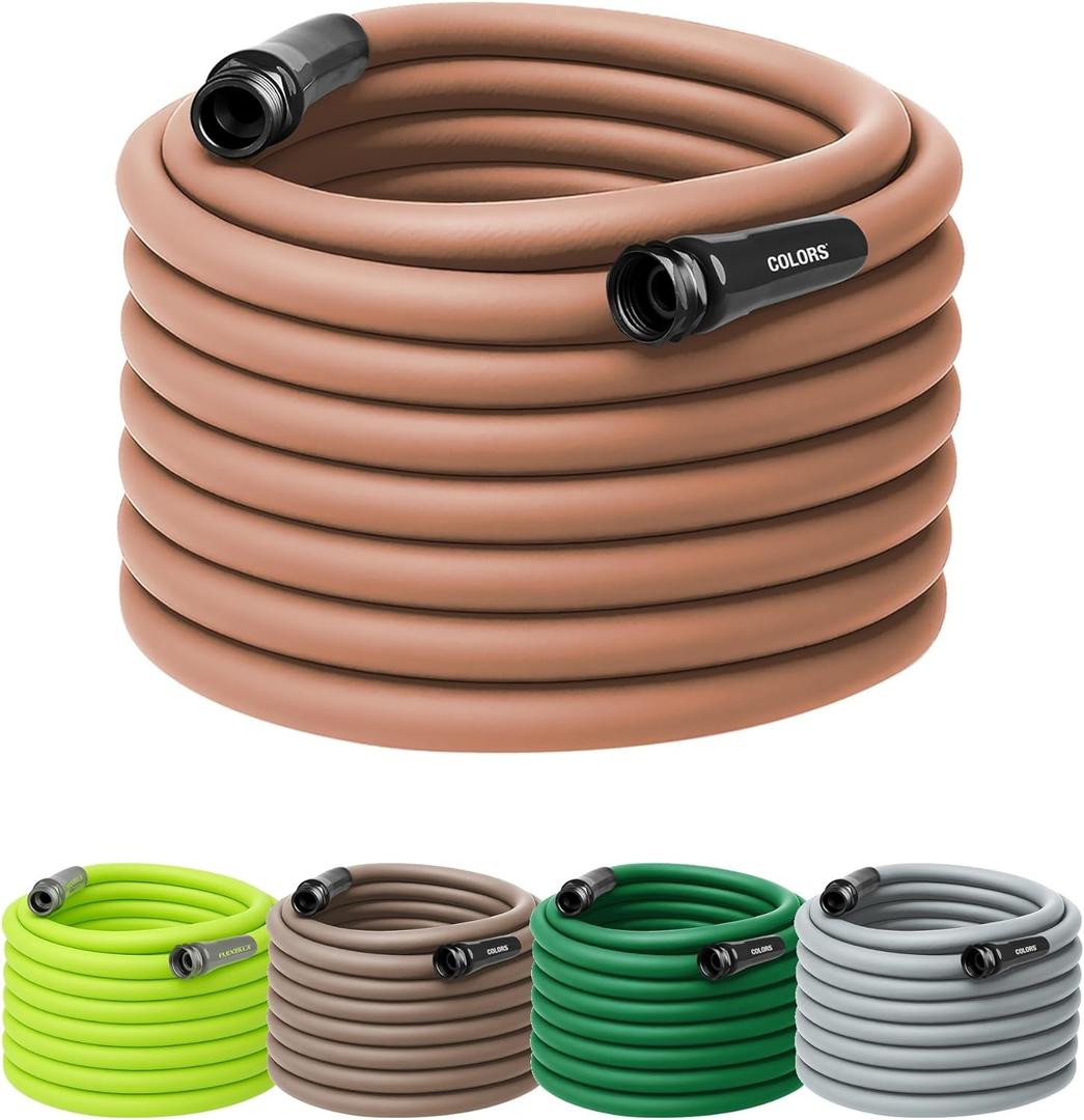 Flexzilla Colors Garden Hose 5/8 in. x 100 ft., Lightweight All-Weather Water Hose, Durable and Flexible, Leak-Free Connections, Red Clay