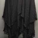 R.Vivimos Women Lace Long Skirts Summer Elastic Asymmetrical Layered Hem Sexy See-Through Beach Floral Maxi Skirts (Black)