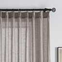 Dark Taupe Linen Sheer Pinch Pleated Curtains & Drapes 90 Inches Long Flax | Semi Light Filtering Curtains Floor to Ceiling Living Room Dining Rustic Bedroom Cortinas Privacy 2 Panels Window Treatments